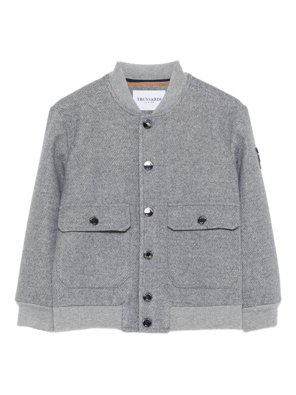Giacca bomber per bambino Trussardi Junior grigia con tasche a filetto - Rubino Kids