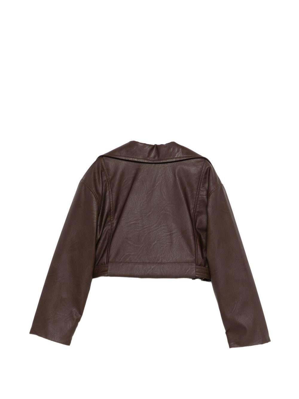 Giacca Chiodo per bambina Pinko Kids marrone con cintura - Rubino Kids