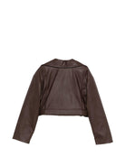 Giacca Chiodo per bambina Pinko Kids marrone con cintura - Rubino Kids