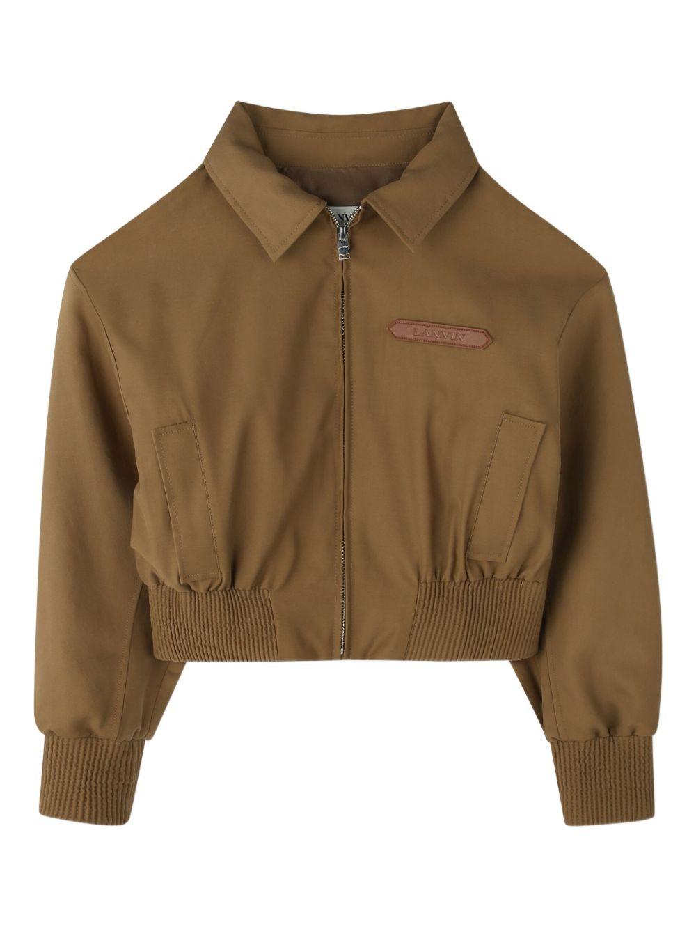Giacca crop per bambina Lanvin Enfant marrone con zip - Rubino Kids