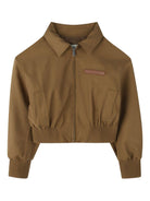 Giacca crop per bambina Lanvin Enfant marrone con zip - Rubino Kids