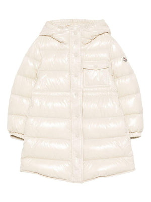 Moncler Enfant White Hooded Dacca Jacket for Girls