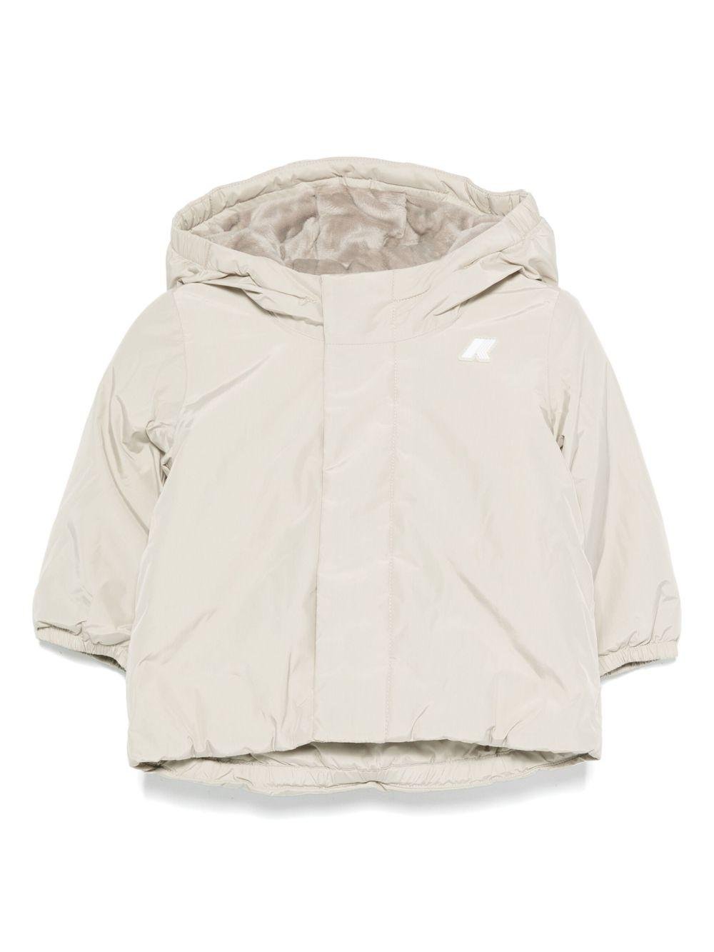 Giacca E.Jack Soft Touch Marmotta per neonato K - Way Kids beige con applicazione con logo sul petto - Rubino Kids