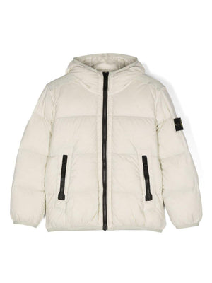 Stone Island Junior Kids' Compass Badge Padded Jacket in Beige with Classic Hood