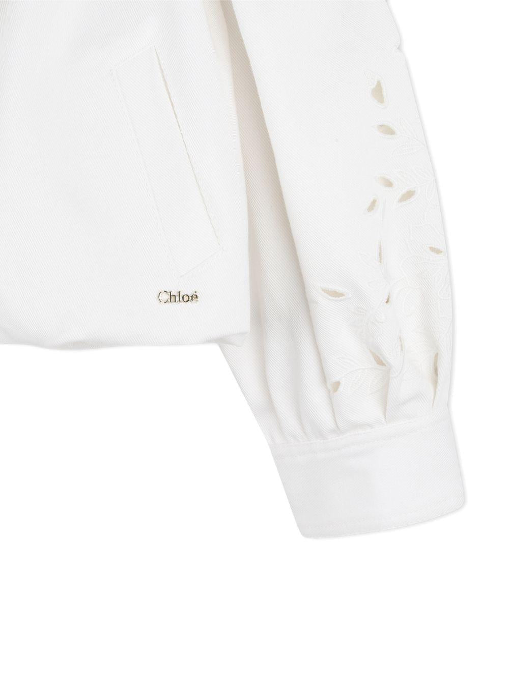 Giacca per bambina Chloé Kids bianca con design laser cut - Rubino Kids