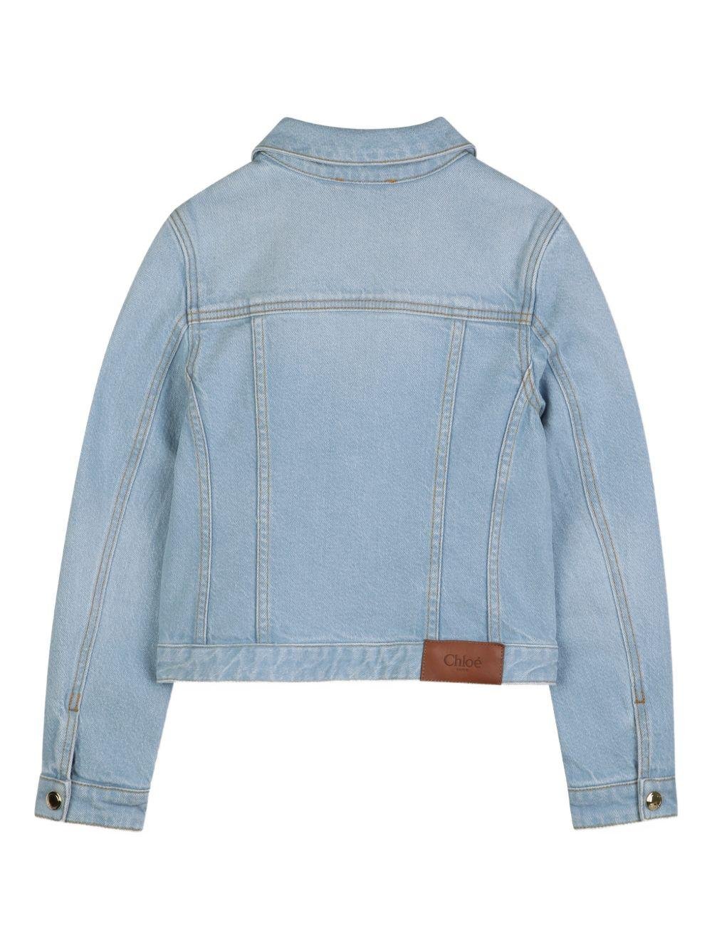 Giacca per bambina Chloé Kids in denim con bottoni in cotone - Rubino Kids