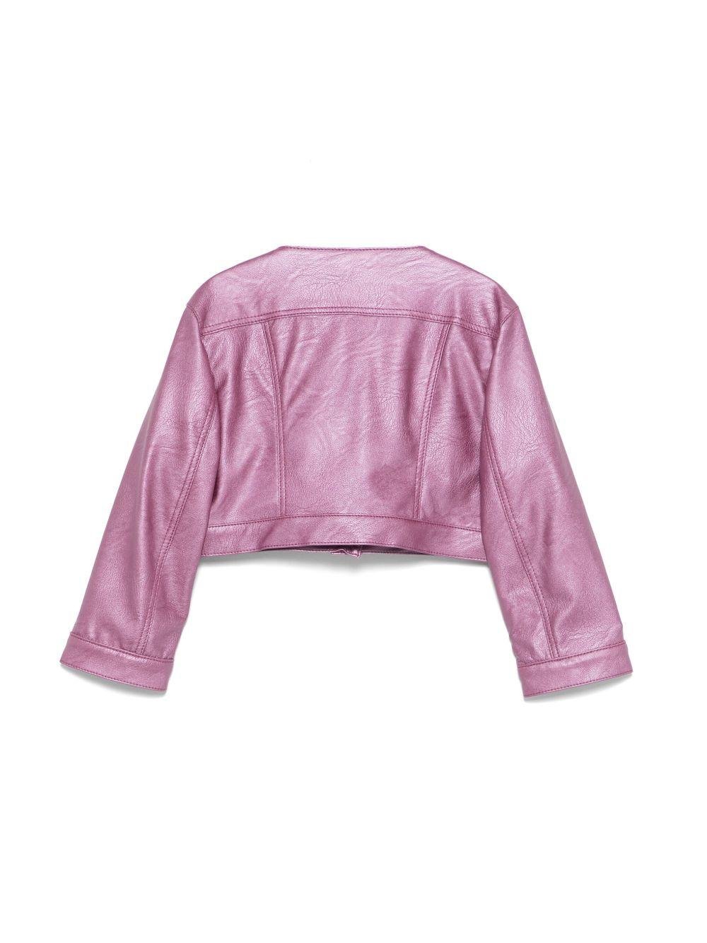 Giacca per bambina Colorichiari rosa modello crop senza colletto - Rubino Kids