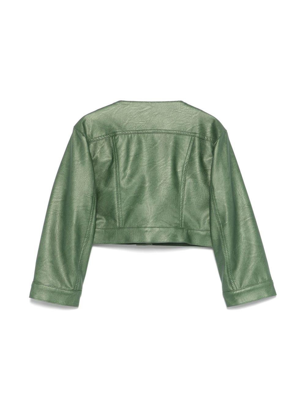 Giacca per bambina Colorichiari verde modello crop senza colletto - Rubino Kids