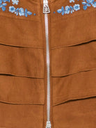 Giacca per bambina Ermanno Scervino Junior marrone con ricamo a fiori - Rubino Kids