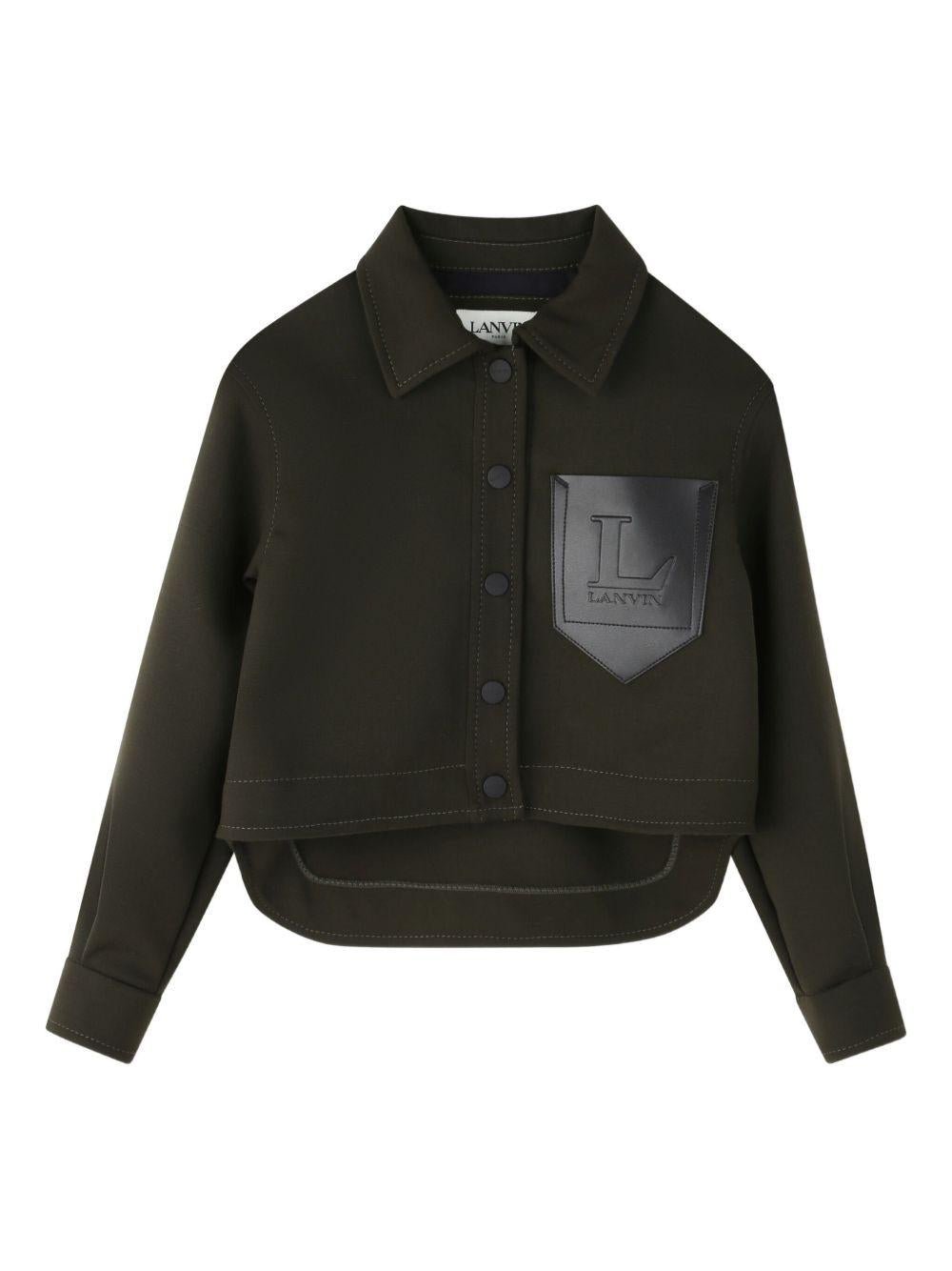 Giacca per bambina Lanvin Enfant nero con logo ricamato - Rubino Kids