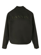 Giacca per bambina Lanvin Enfant nero con logo ricamato - Rubino Kids