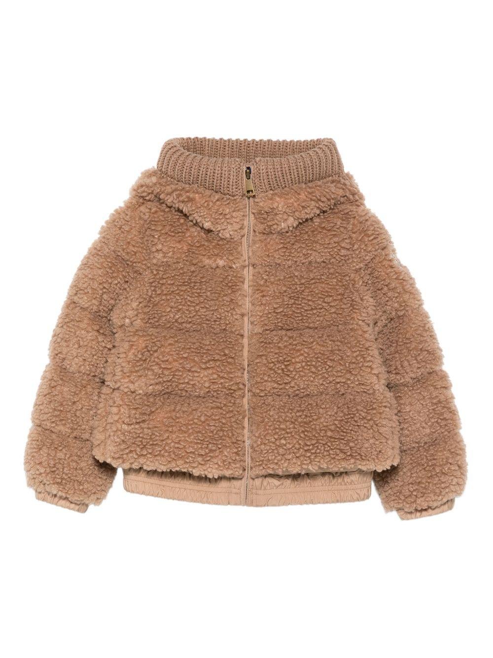 Giacca per bambina Moncler Enfant Adalbertas marrone in pile con zip - Rubino Kids