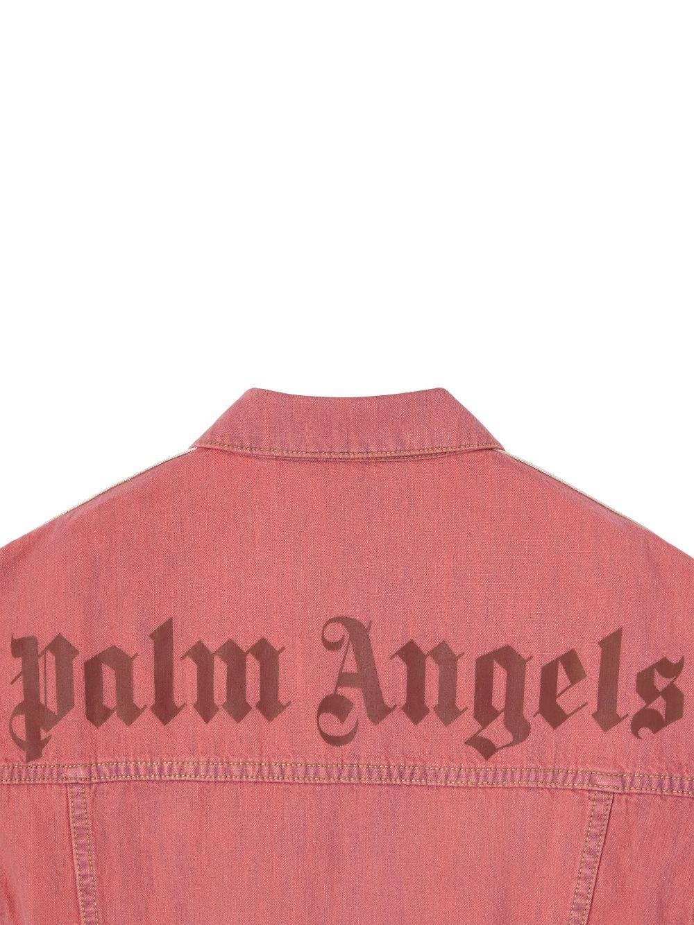 Giacca per bambina Palm Angels Kids rosa con stampa con logo - Rubino Kids