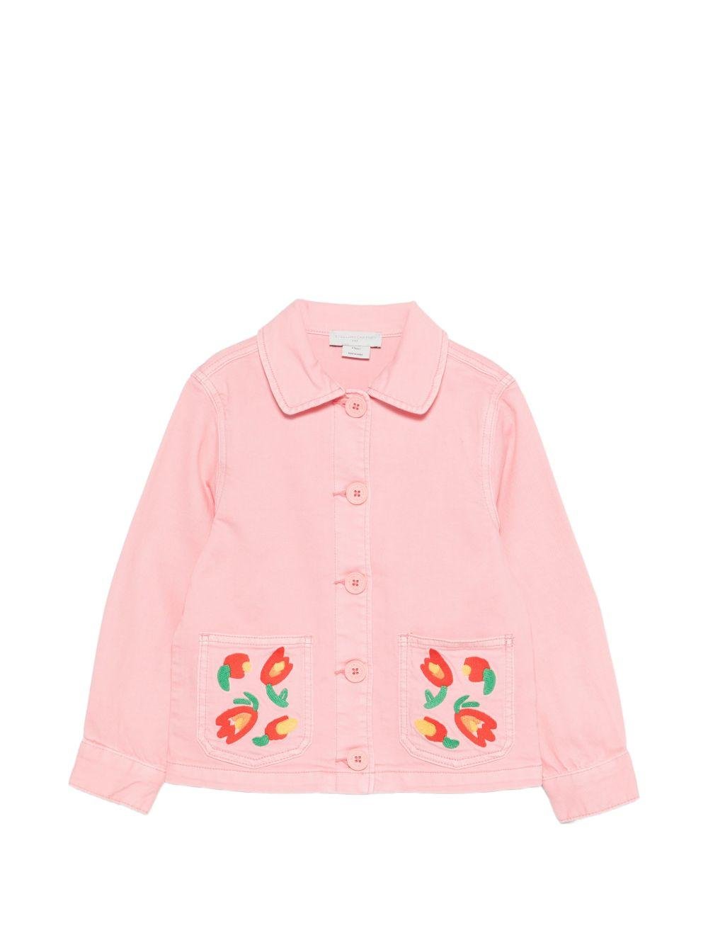 Giacca per bambina Stella McCartney Kids rosa con ricamo a fiori - Rubino Kids