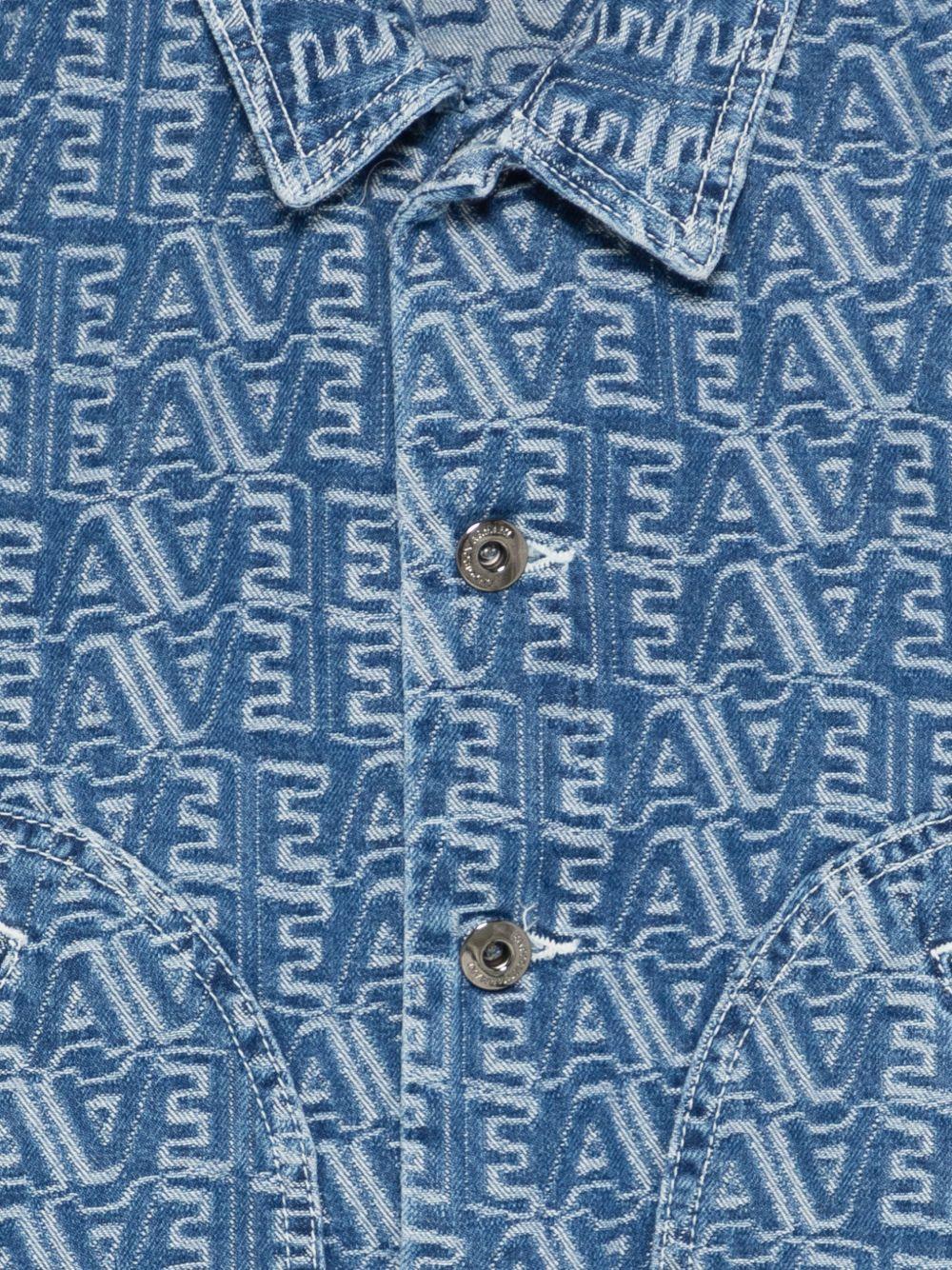 Giacca per bambino Emporio Armani Kids blu con logo all - over - Rubino Kids