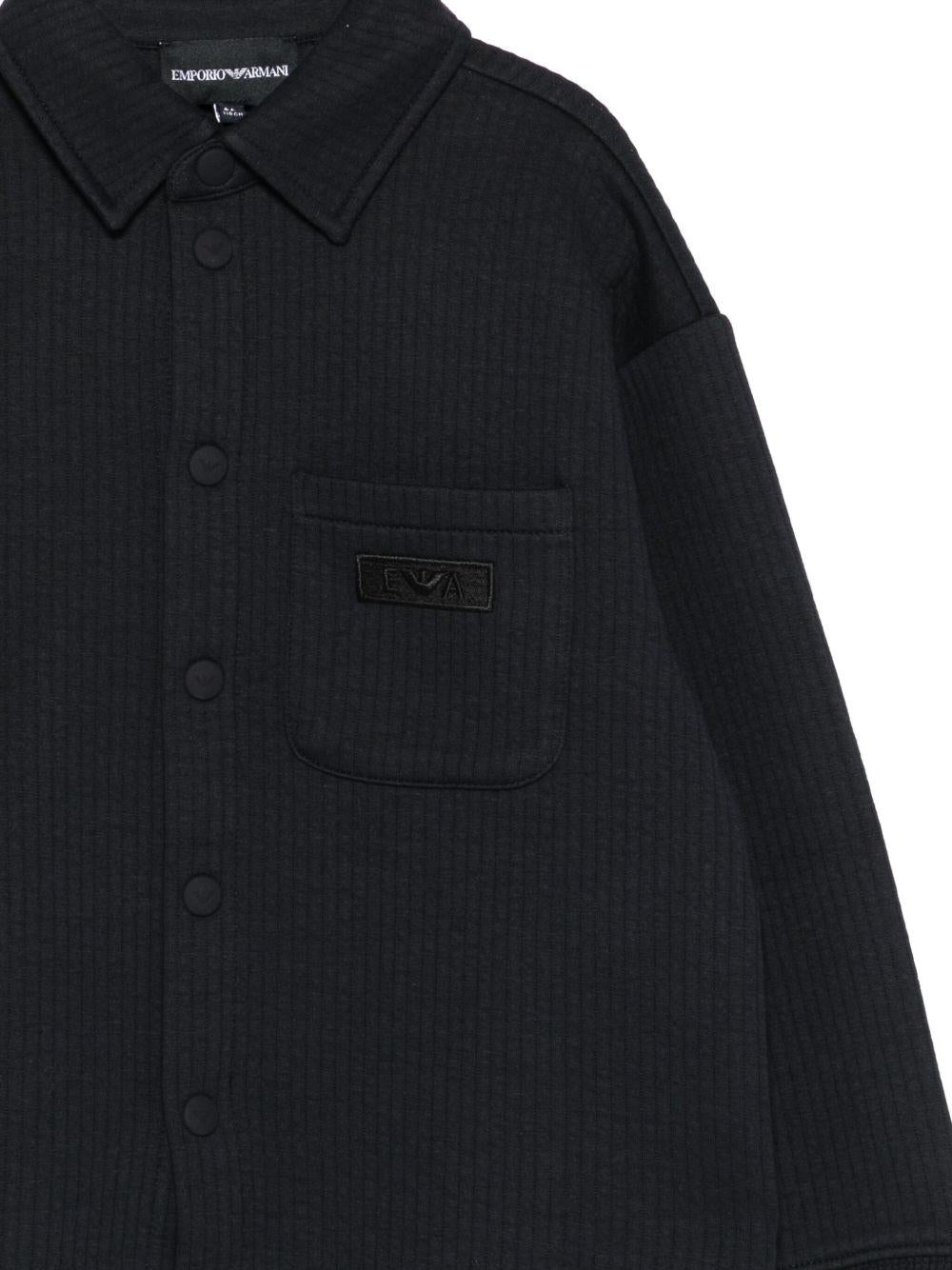 Giacca per bambino Emporio Armani Kids blu con targhetta con logo - Rubino Kids