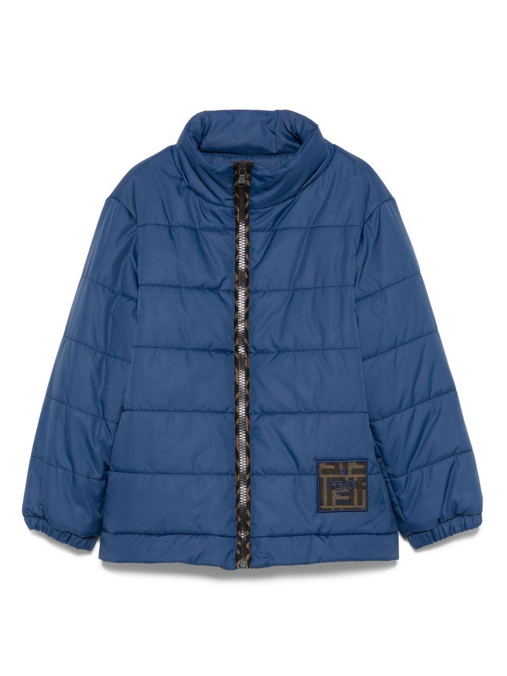 Giacca per bambino Fendi Kids blu con placca logo - Rubino Kids