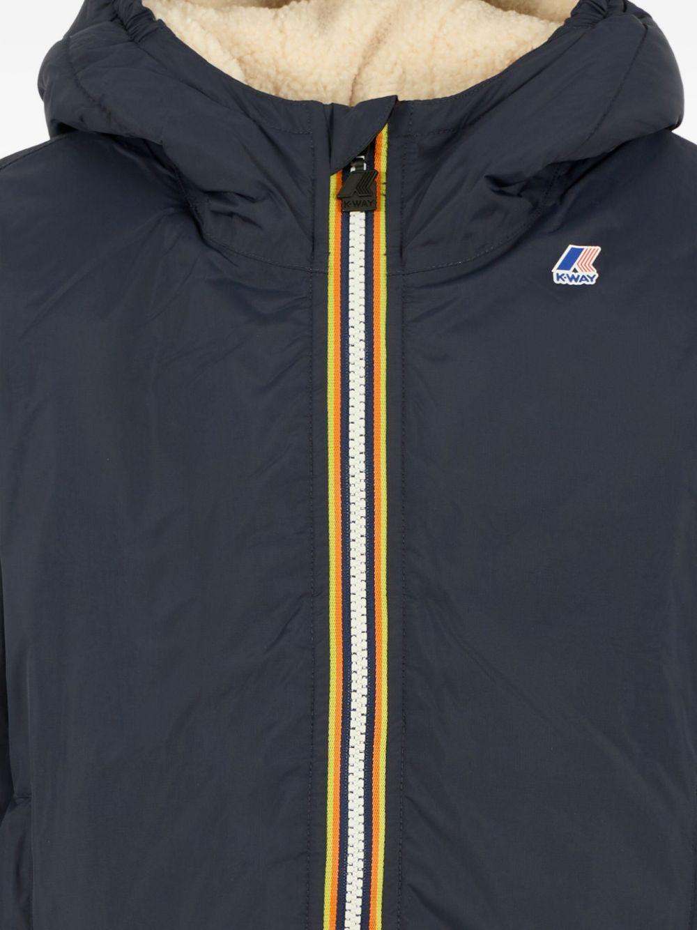 Giacca per bambino K Way Kids blu con cappuccio e fodera in pile - Rubino Kids