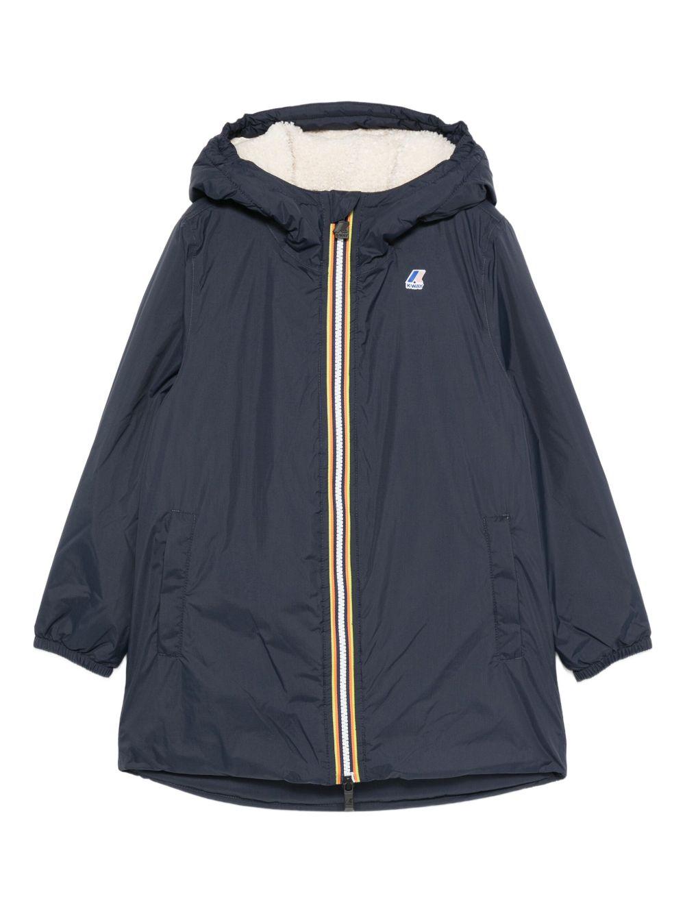 Giacca per bambino K Way Kids blu con cappuccio e zip frontale - Rubino Kids