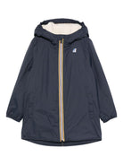 Giacca per bambino K Way Kids blu con cappuccio e zip frontale - Rubino Kids