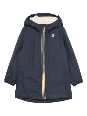 Giacca per bambino K Way Kids blu con cappuccio e zip frontale