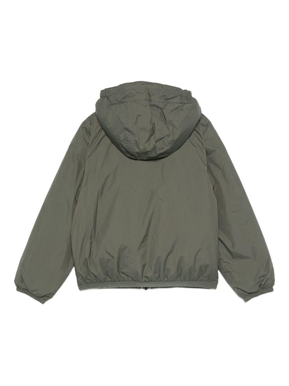 Giacca per bambino K Way Kids Le Vrai verde con dettagli a righe - Rubino Kids
