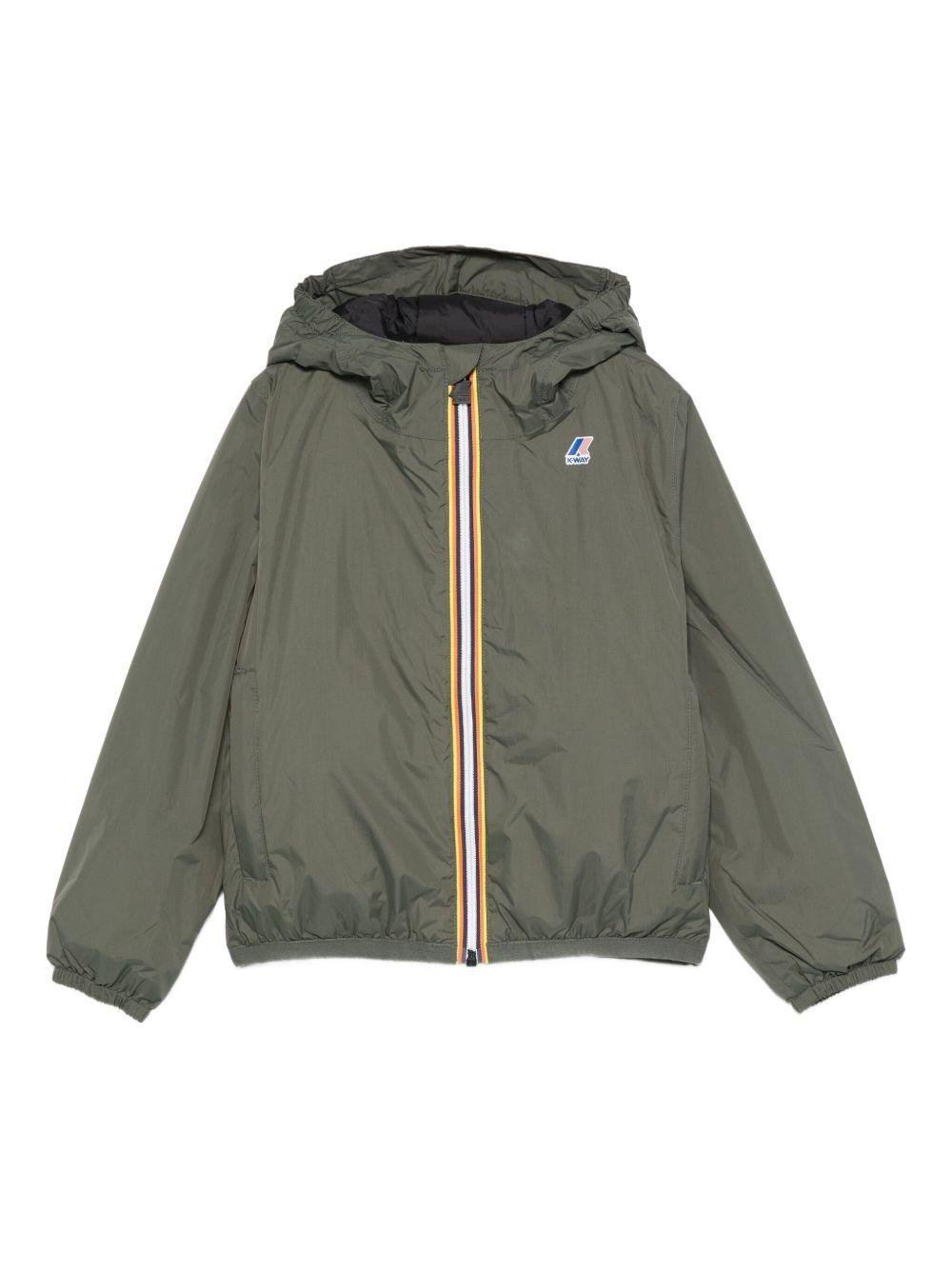 Giacca per bambino K Way Kids Le Vrai verde con dettagli a righe - Rubino Kids