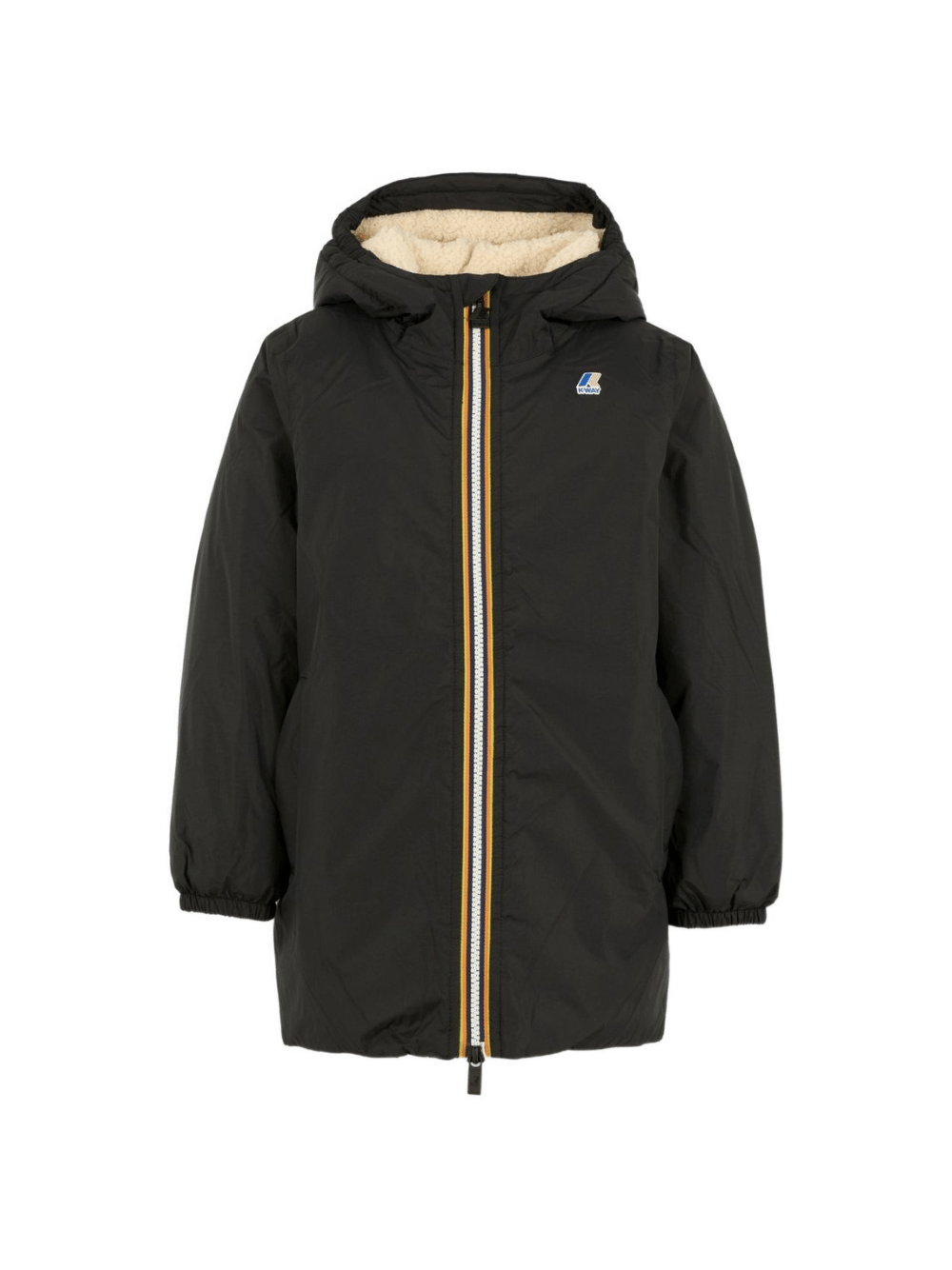 Giacca per bambino K Way Kids nero con cappuccio e fodera in pile - Rubino Kids