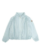 Giacca per bambino Moncler Enfant azzurro con applicazione - Rubino Kids