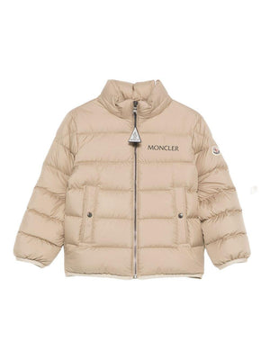 Moncler Enfant beige children's jacket with logo print