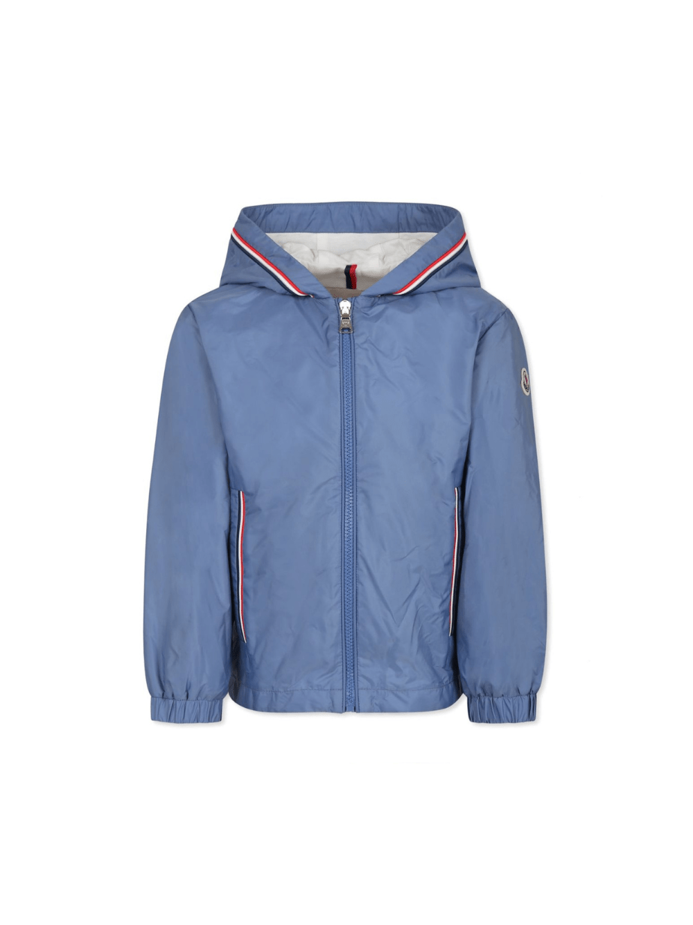 Giacca per bambino Moncler Enfant Granduc blu con applicazione sulla manica con logo - Rubino Kids