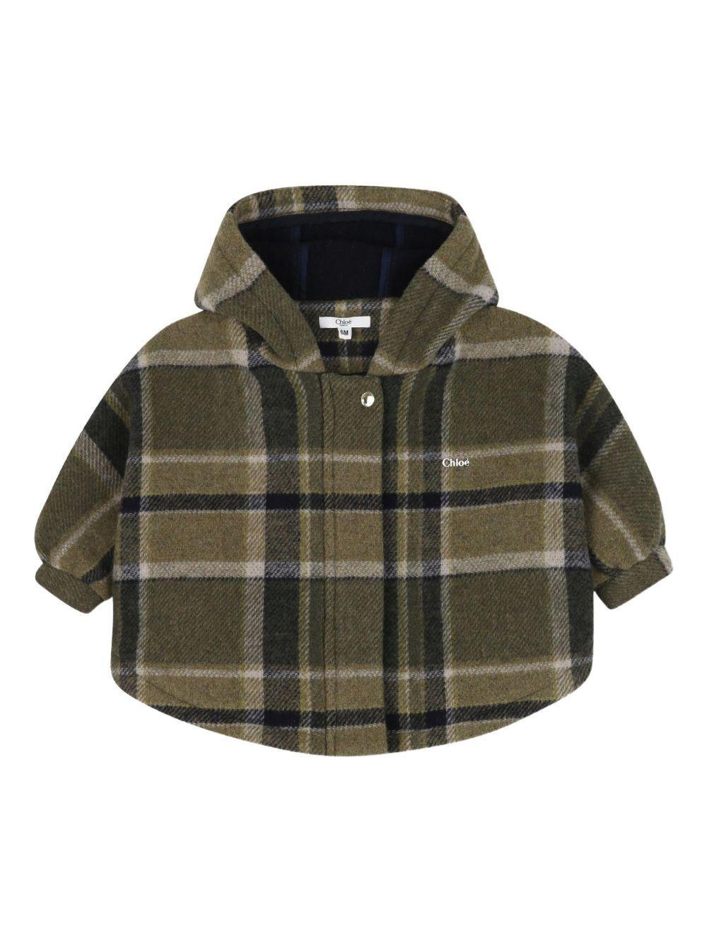 Giacca per neonata Chloé Kids verde con motivo a quadri - Rubino Kids
