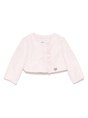 Monnalisa pink baby girl jacket with ruffles