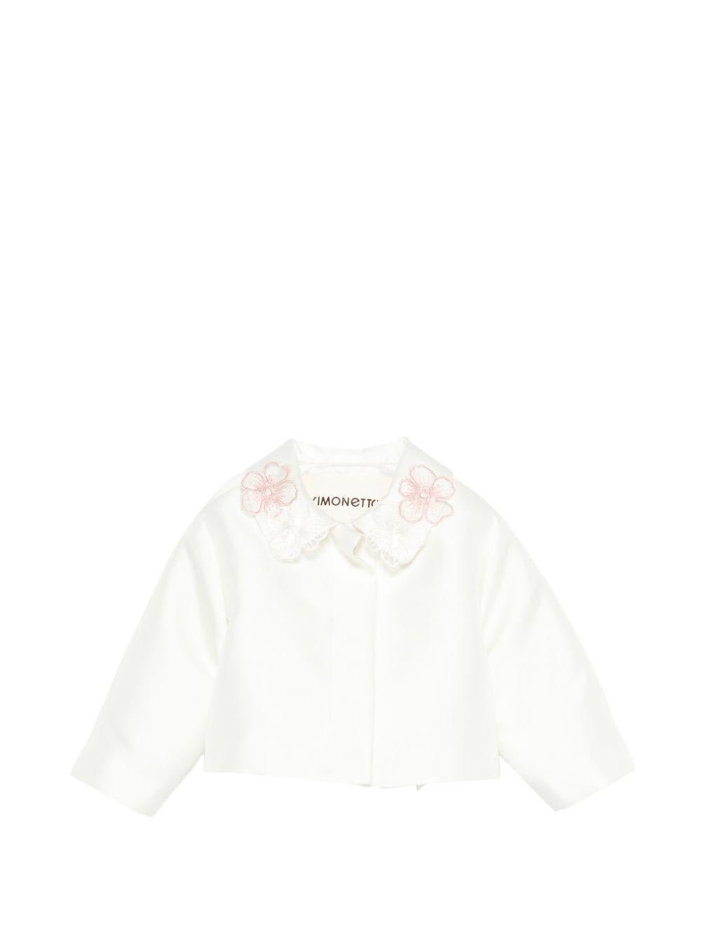 Giacca per neonata Simonetta bianca decorata con fiori - Rubino Kids