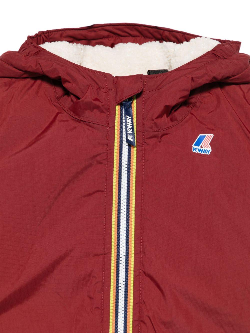 Giacca per neonati K Way Kids bordeaux con cappuccio e zip frontale - Rubino Kids