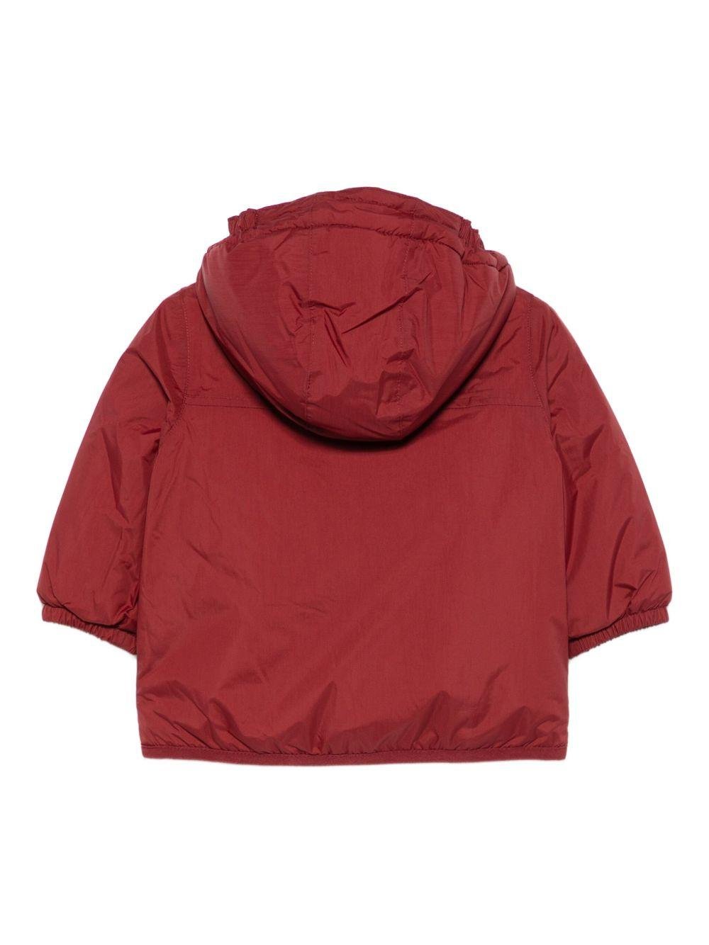 Giacca per neonati K Way Kids bordeaux con cappuccio e zip frontale - Rubino Kids