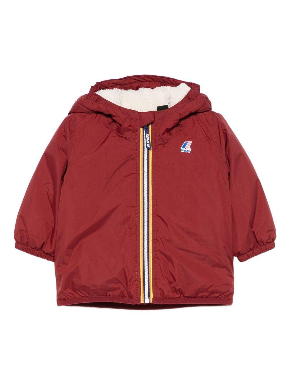 Giacca per neonati K Way Kids bordeaux con cappuccio e zip frontale - Rubino Kids
