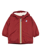Giacca per neonati K Way Kids bordeaux con cappuccio e zip frontale - Rubino Kids