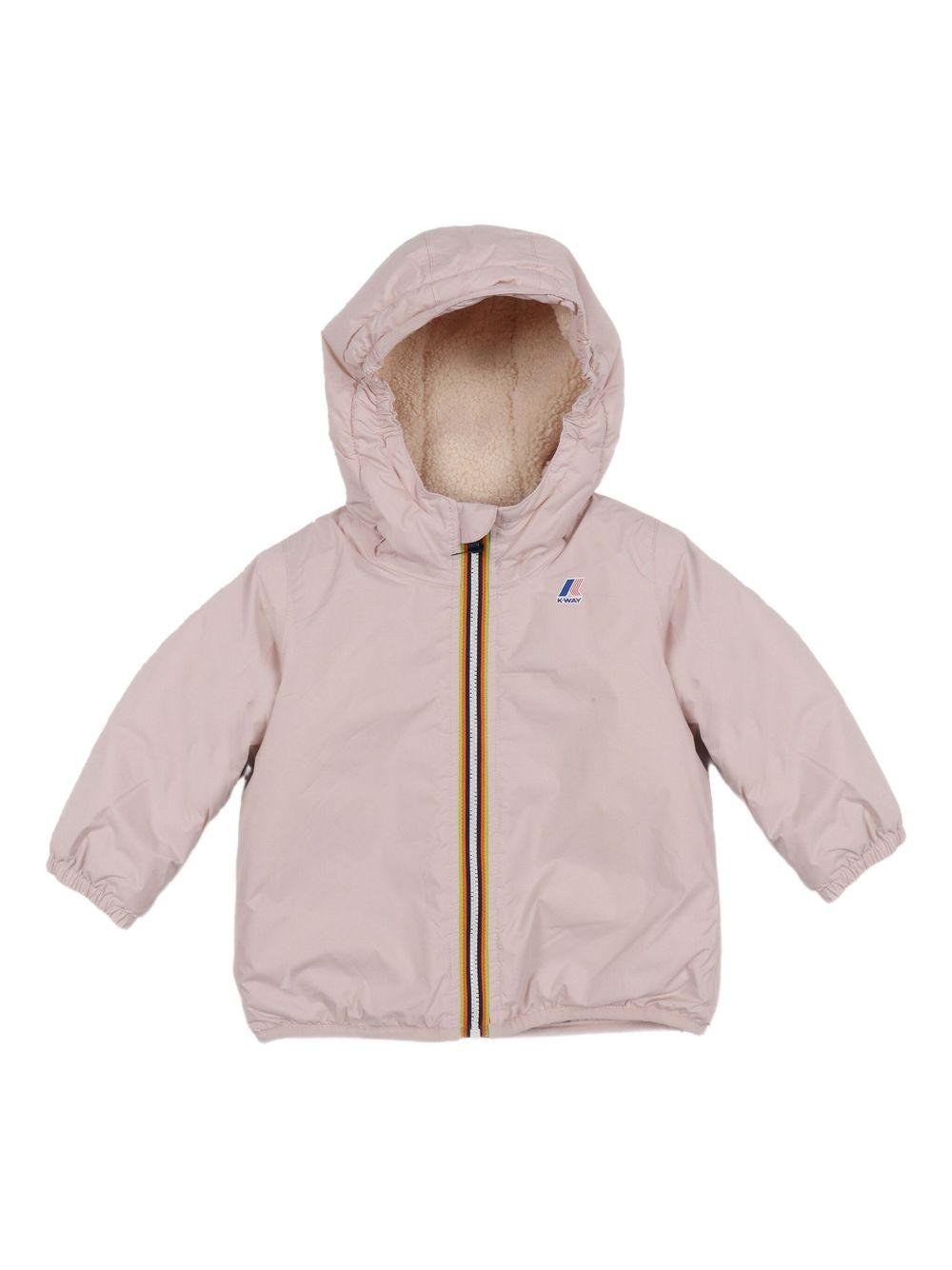 Giacca per neonati K Way Kids rosa con cappuccio e zip frontale - Rubino Kids
