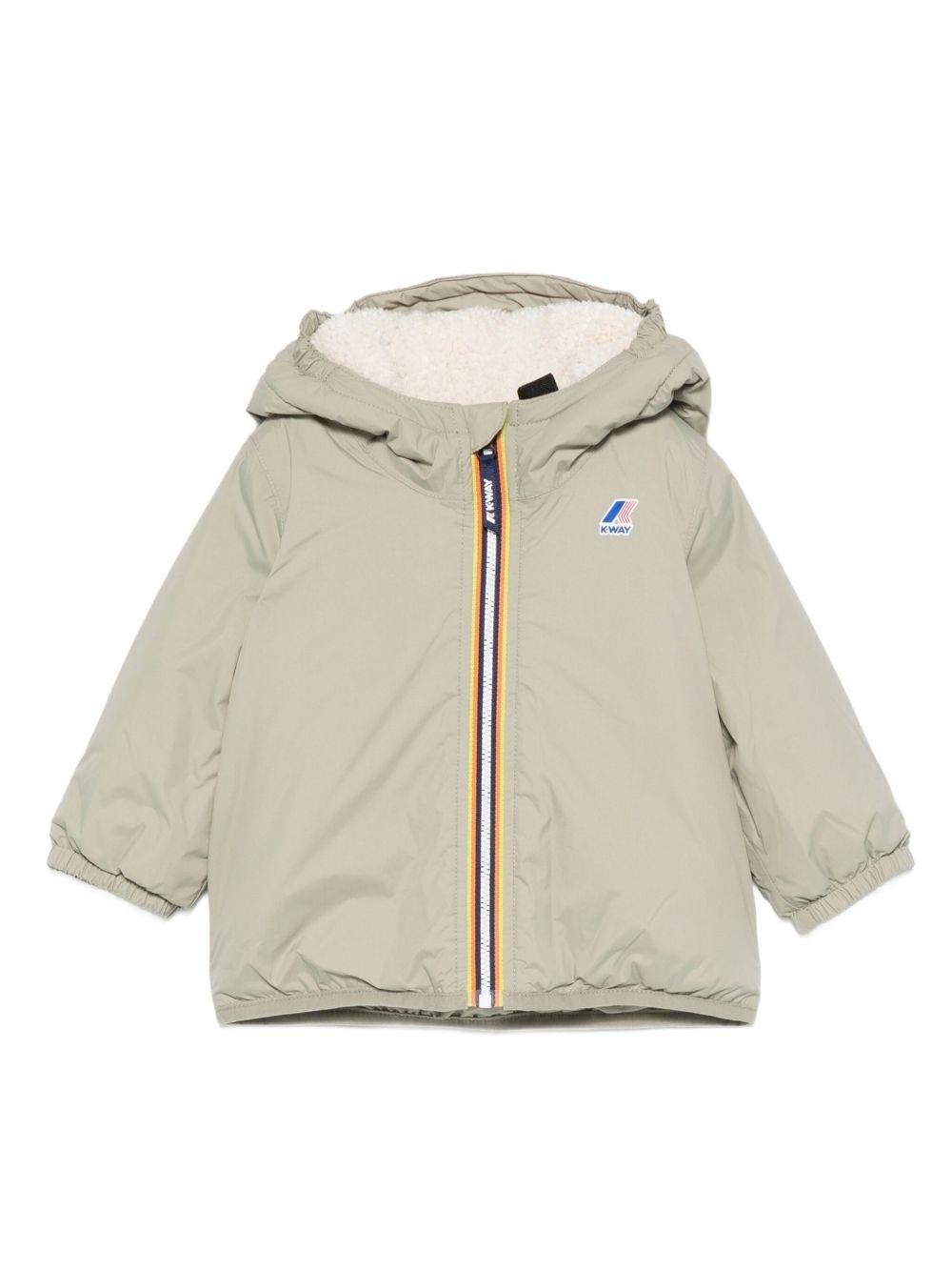 Giacca per neonati K Way Kids verde con cappuccio e zip frontale - Rubino Kids