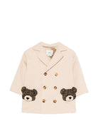 Giacca per neonato Fendi Kids beige con ricamo orsetti con logo FF - Rubino Kids