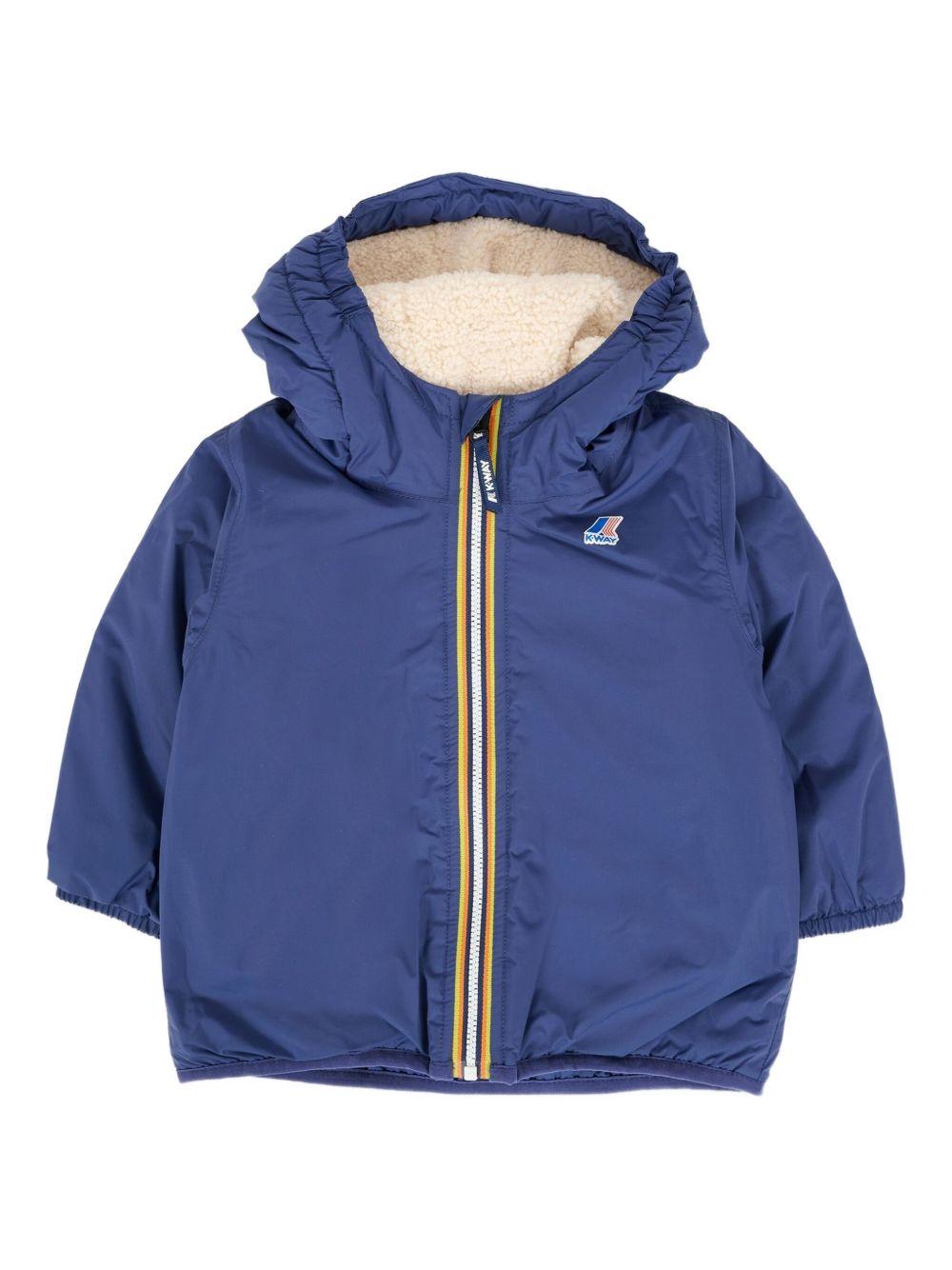 Giacca per neonato K Way Kids blu con cappuccio e fodera in pile - Rubino Kids
