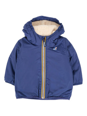 K Way Kids blue baby jacket with hood and fleece lining