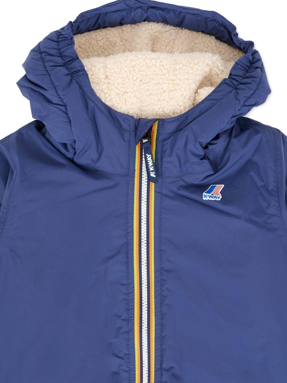 Giacca per neonato K Way Kids blu con cappuccio e fodera in pile - Rubino Kids
