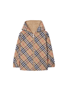 Giacca reversibile a quadri per bambino Burberry Kids beige con orlo elasticizzato - Rubino Kids