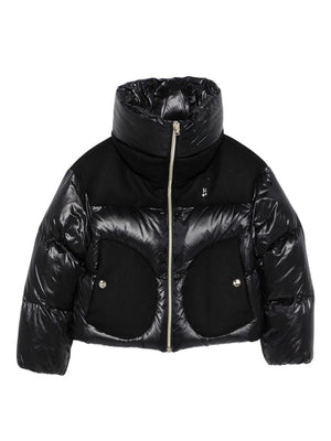 Herno Kids black quilted jacket for girls with padded inserts