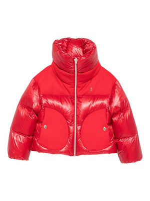 Herno Kids red quilted jacket for girls with padded inserts