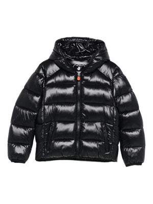 Save The Duck Kids Black Quilted Jacket with Hood