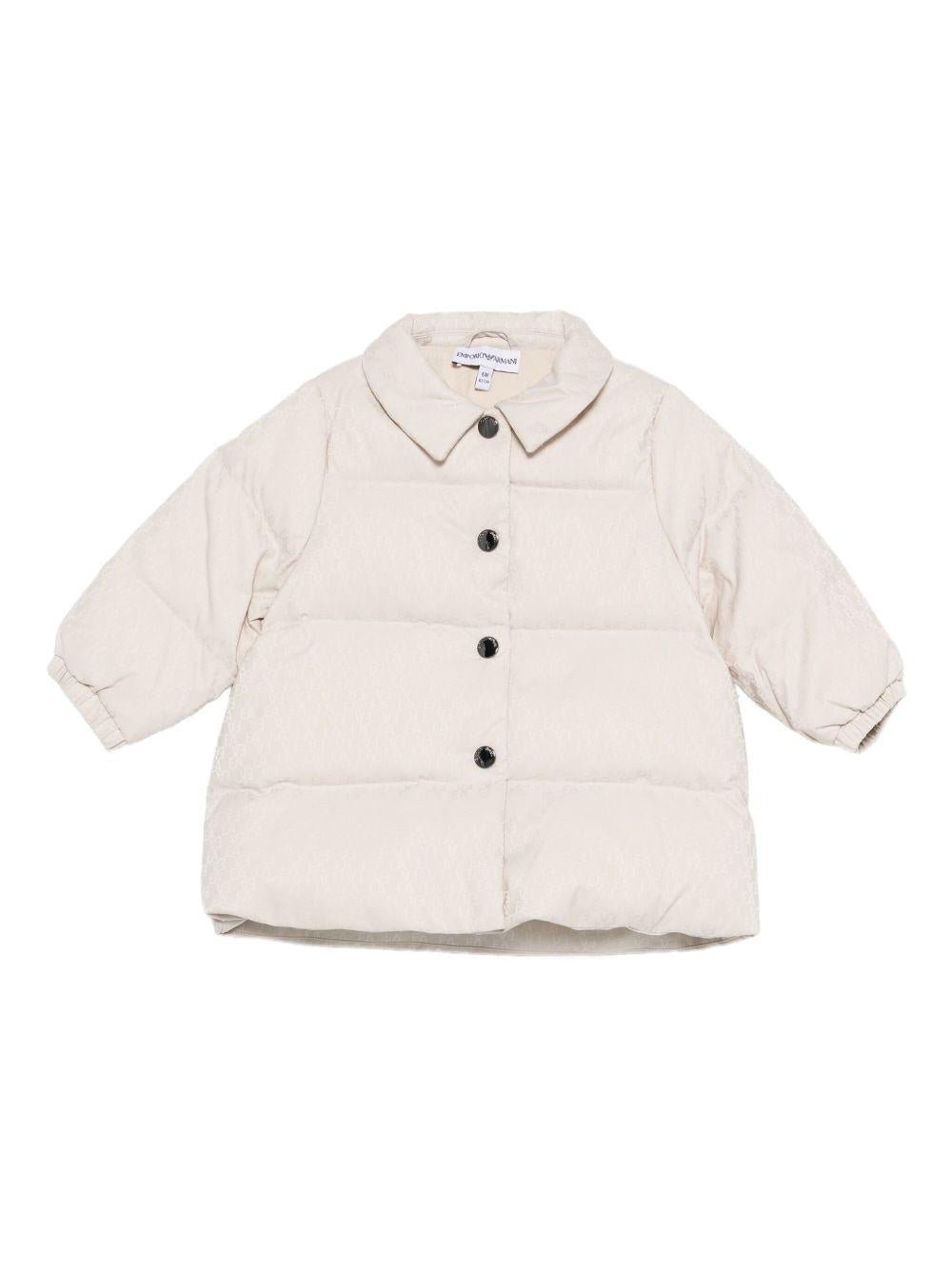 Giacca trapuntata per neonata Emporio Armani Kids beige con monogramma - Rubino Kids