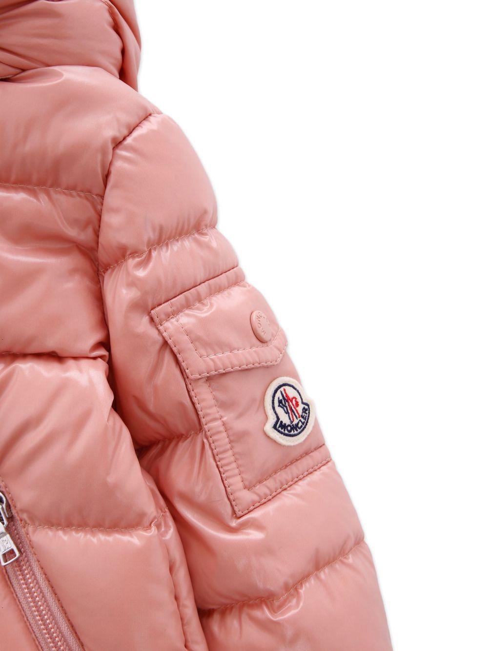 Giacca trapuntata per neonata Moncler Enfant rosa con cappuccio - Rubino Kids